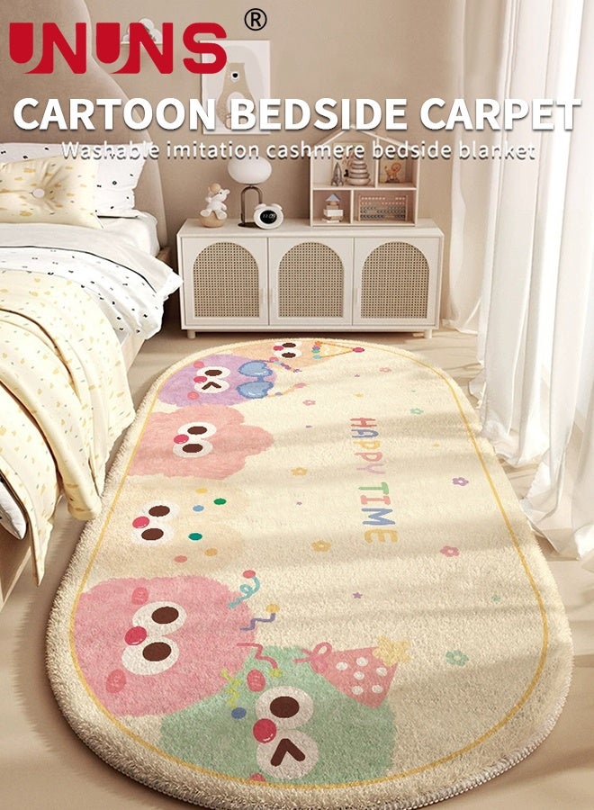 UNUNS Bedroom Mat,Cartoon Bedroom Rug,Comfortable And Soft Faux Cashmere Rug,Area Rugs for Bedroom,Cute Carpet Kid Funny Cartoon Rugs,Room Decor(smile,60*120cm) - Image 3